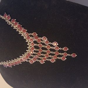 Lucky Brand Silver Tone Chain with Faceted Garnet Color Stones
